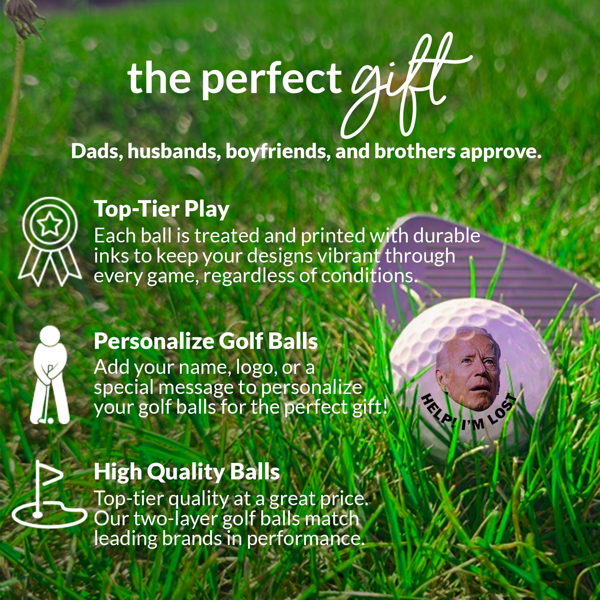 With Love From Julie 3 Pack Golf Balls Funny Novelty Golfers Gift - Help I'M Lost - Funny Photo For Men Boyfriend Husband Grandp