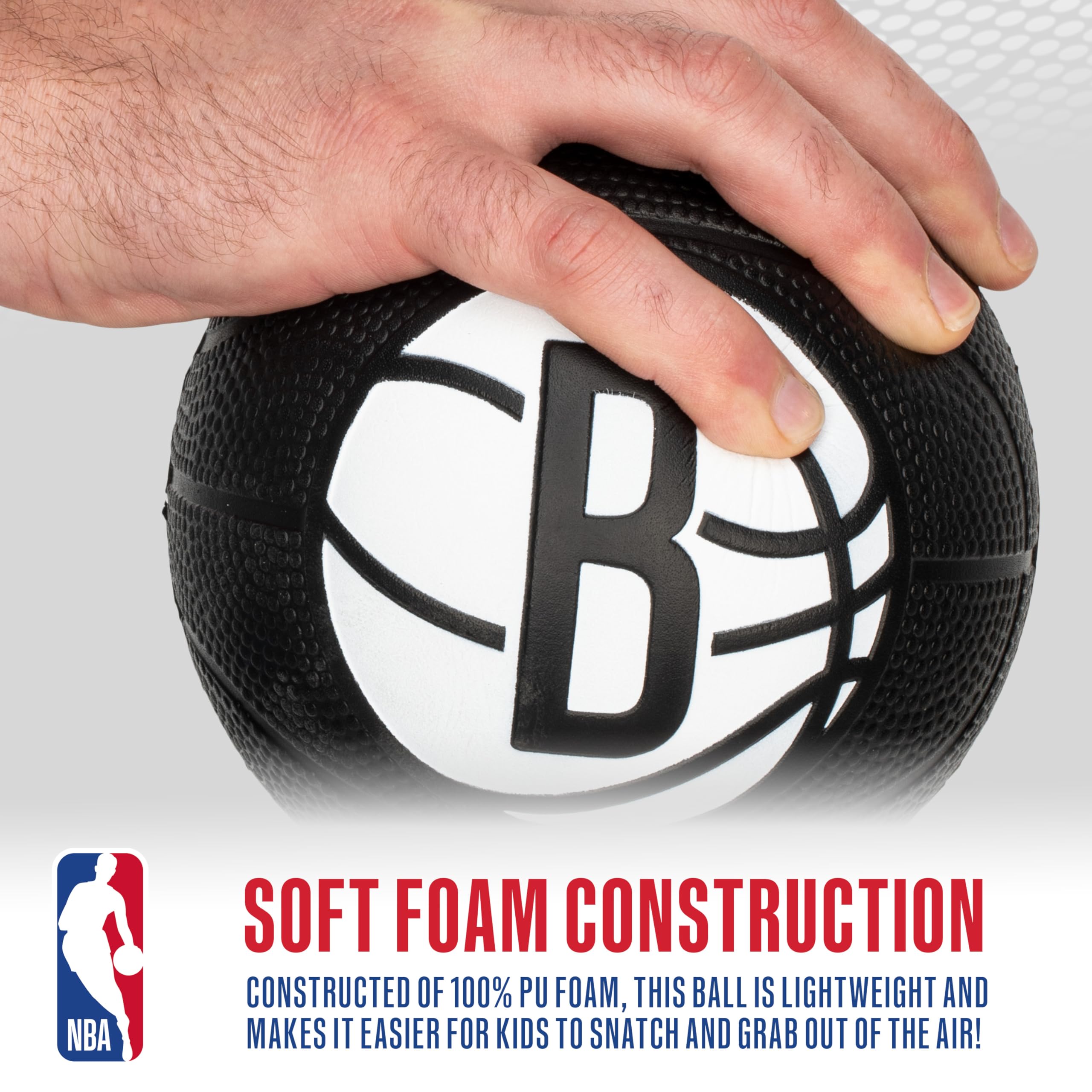 Franklin Sports Nba Brooklyn Nets Mini Foam Basketball - Kids 5.5'' Inch Toy Basketball For Over The Door + Mini Indoor Hoops -