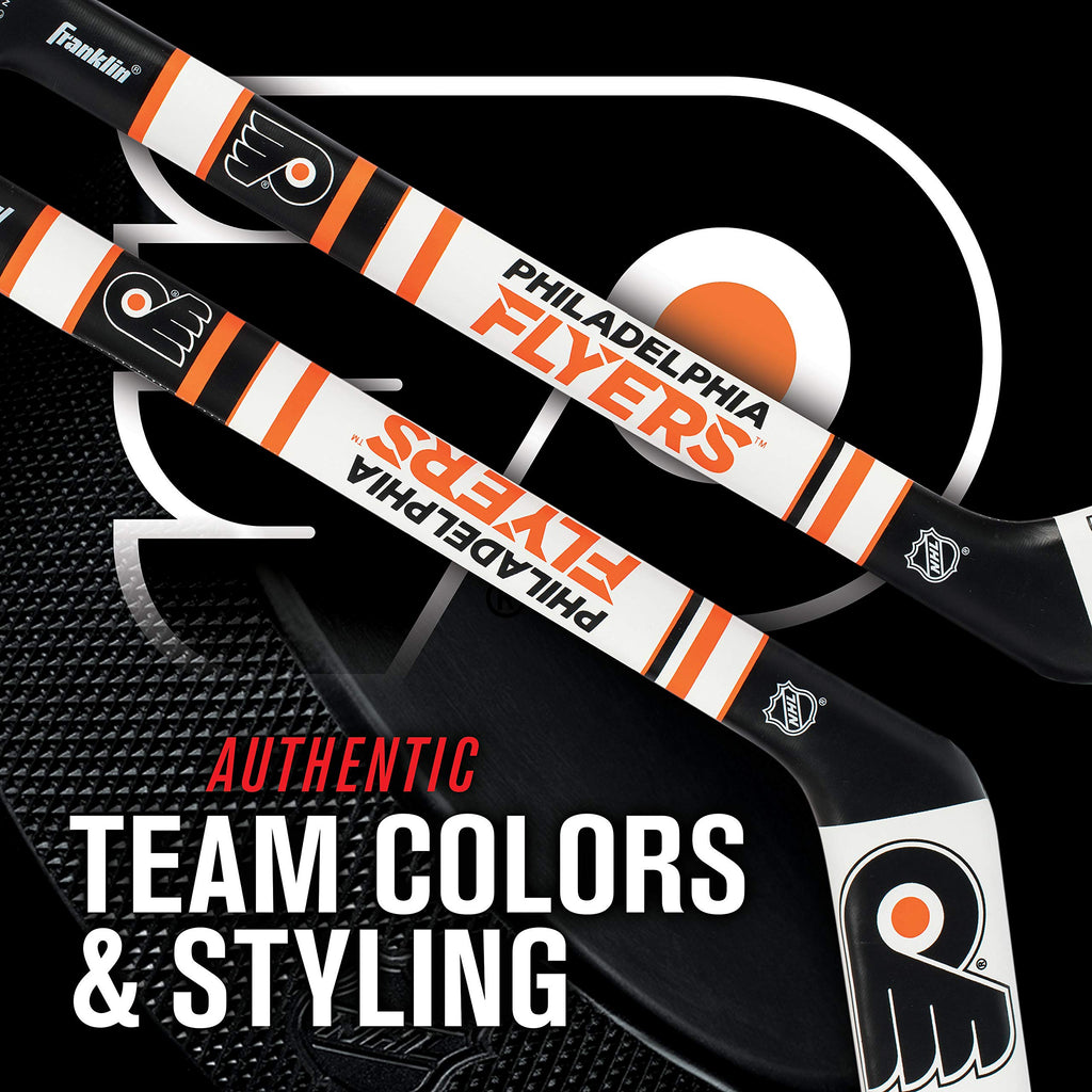 Franklin Sports Philadelphia Flyers Nhl Mini Soft Hockey Stick Set - Nhl Team Soft Foam Mini Hockey Stick And Ball Set - Great T