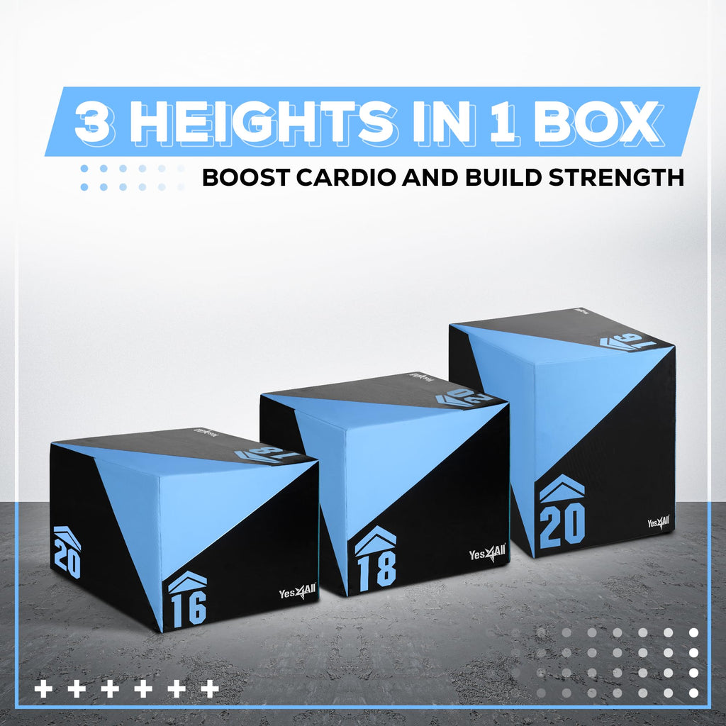 Yes4All 3 In 1 Foam Plyometric Jump Box Jump Training & Conditioning-Plyo Jump Box For Jump Training Fitness Workout Exercise -