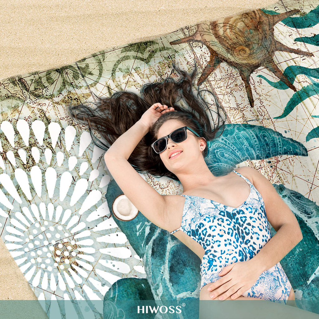 Hiwoss Beach Blanket Waterproof Sandproof Oversized 95Ax 80Asand Free Beach Mat With Corner Pocketsportable Mesh Bag For Beach F