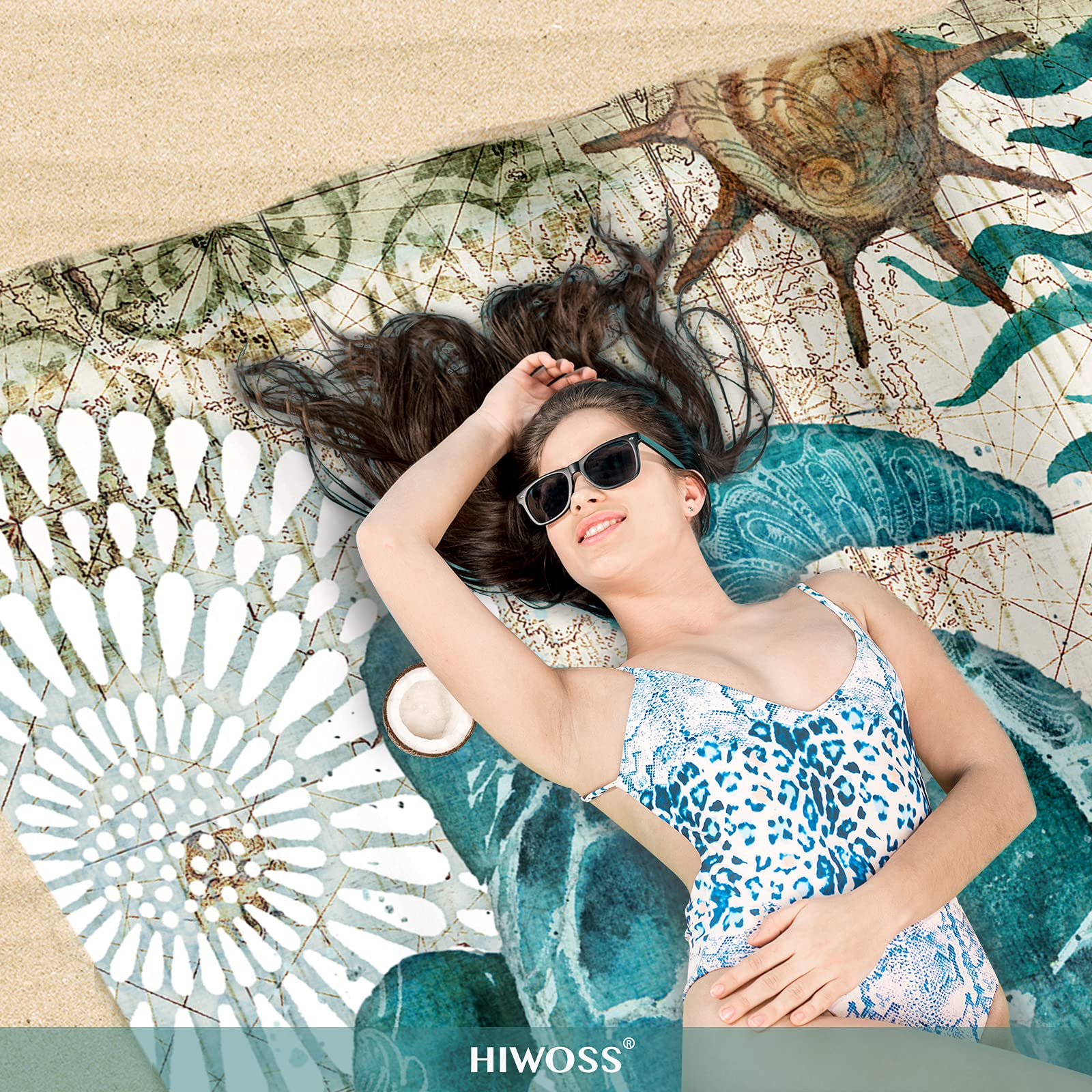 Hiwoss Beach Blanket Waterproof Sandproof Oversized 95Ax 80Asand Free Beach Mat With Corner Pocketsportable Mesh Bag For Beach F