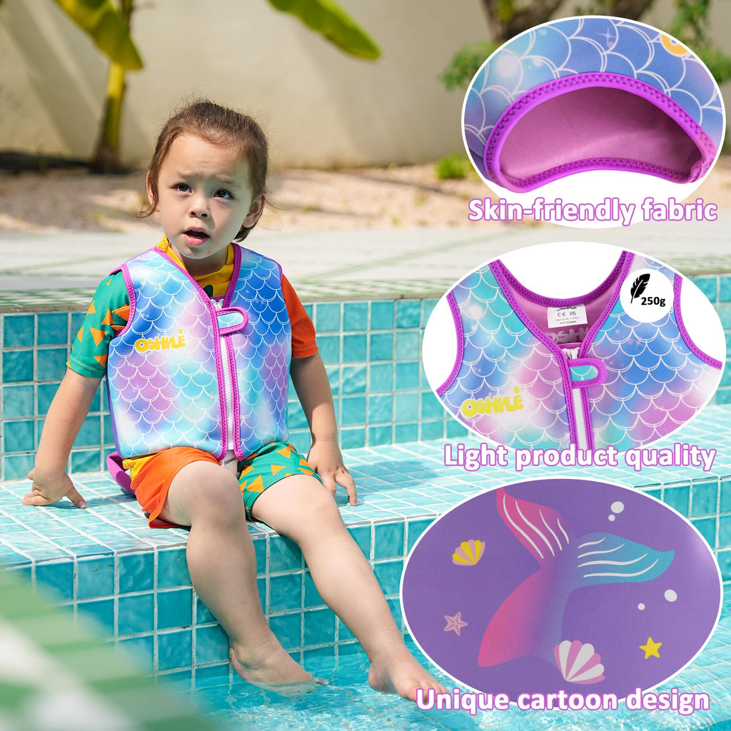 Oshyle Children'S Girls Boys Swimming Vest For Toddlers With Adjustable Safety Straps Age 1-9 (Mermaids, S(1-3))