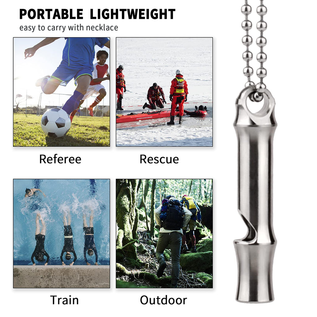 Tisur Titanium Emergency Keychain Necklace Whistle,Edc Safety Whistles For Women And Kids,Loud Up To 120Db, Survival Whistles Fo
