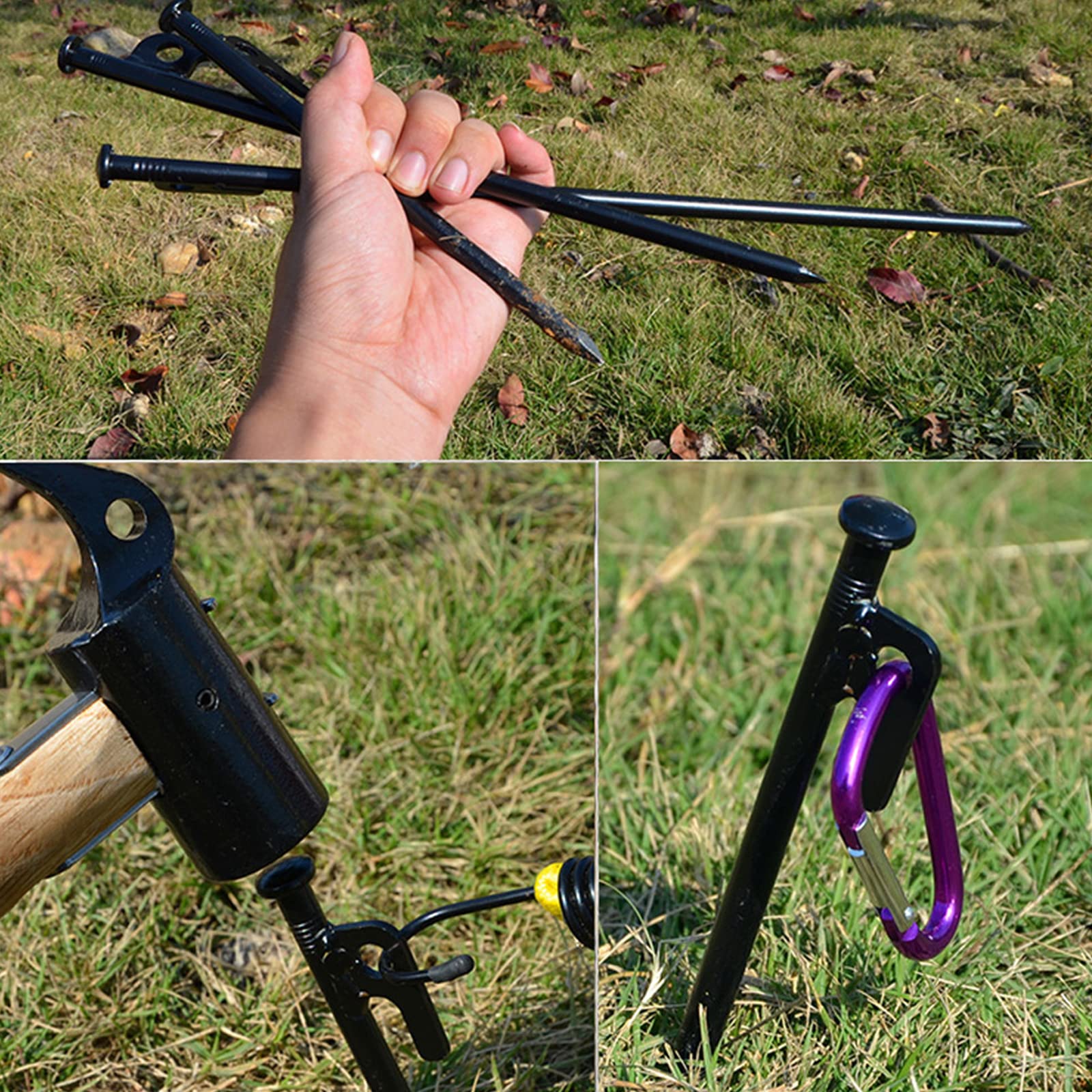 8 Pack Tent Stakes Heavy Duty Metal Tent Pegs For Camping Steel Tent Stakes 12 Inch Unbreakable And Inflexible