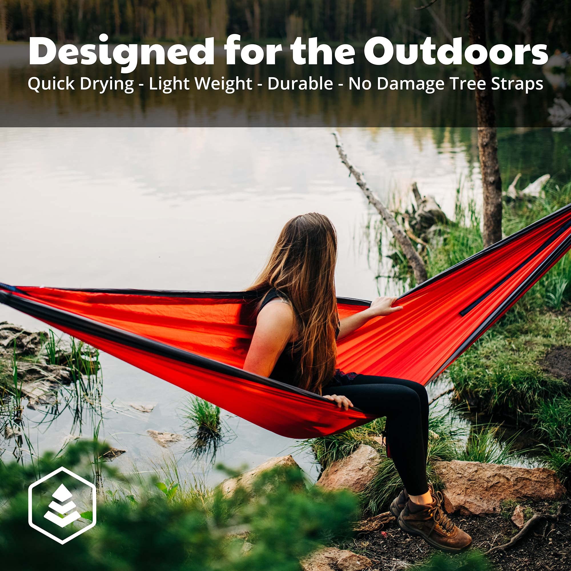 Evergreen Lightweight Outdoor Portable Camping Hammock - Single & Double With Tree Straps For Backpacking, Camping, Travel, Hiki