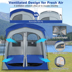 Tangkula Double Room Shower Tent, Oversize Space Privacy Outdoor Changing Tent With Floor, Removable Rain Fly, Inside Pocket, Cl