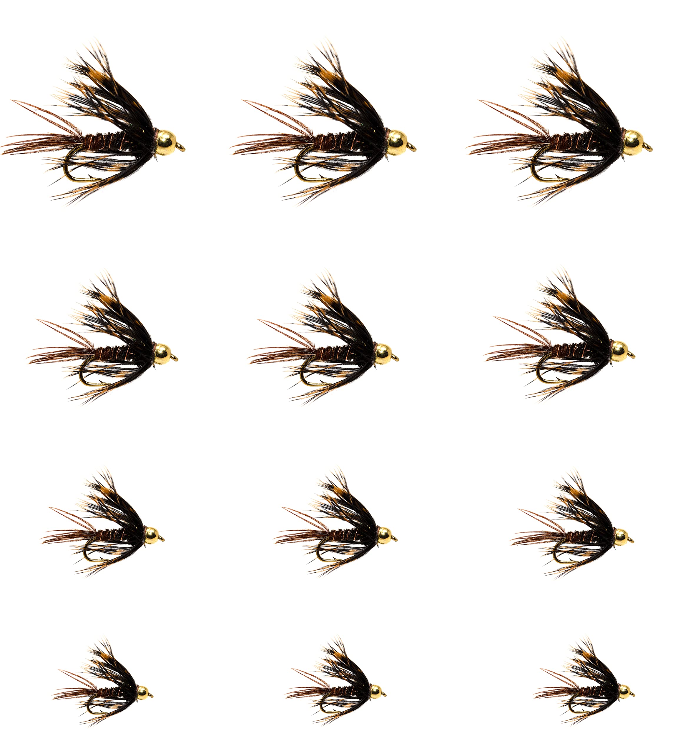 12 Bead Head Soft Hackle Pheasant Tail Mayfly Nymph Flies / Wet Flies For Trout Fly Fishing Flies Lure Assortment