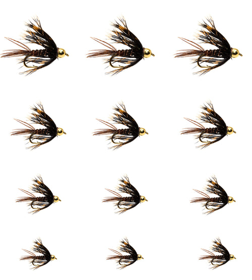 12 Bead Head Soft Hackle Pheasant Tail Mayfly Nymph Flies / Wet Flies For Trout Fly Fishing Flies Lure Assortment