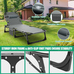 Camping Cot, Adjustable 4-Position Adults Reclining Folding Chaise With Pillow, Outdoor Portable Lounge Chair Sleeping Cots Bed,