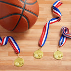 Juvale 12 Pack Basketball Medals For Kids And Adults, Team Participation Trophies, Awards, Party Favors, Red, White, And Blue St