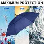 Mrtlloa 72 Inch Automatic Open Navy Blue Golf Umbrella, Extra Large Oversize Double Canopy Vented Windproof Waterproof Stick Umb