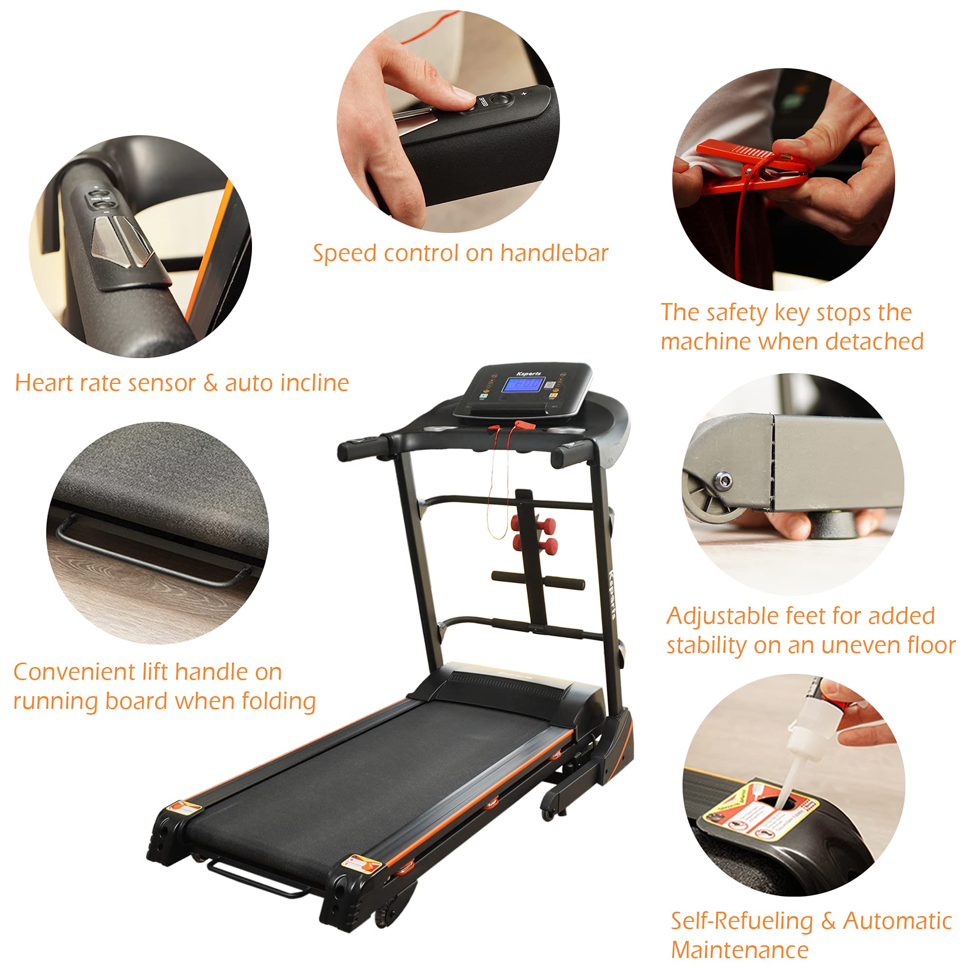 Ksports Foldable 16.5 Inch Cardio Fitness Portable Treadmill With Bluetooth Connectivity, Lcd Display, And Tracking Apps For Hom