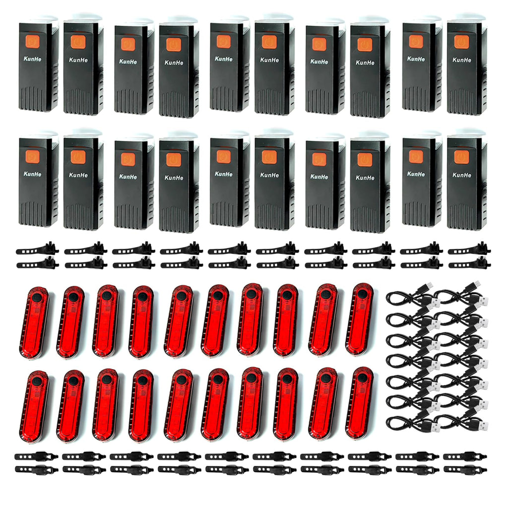 KUNHE 40 Pack USB-C Rechargeable Bike Lights for Night Riding Men Women & Kids 3 Lights Modes Used as a Safety Indicator Light f