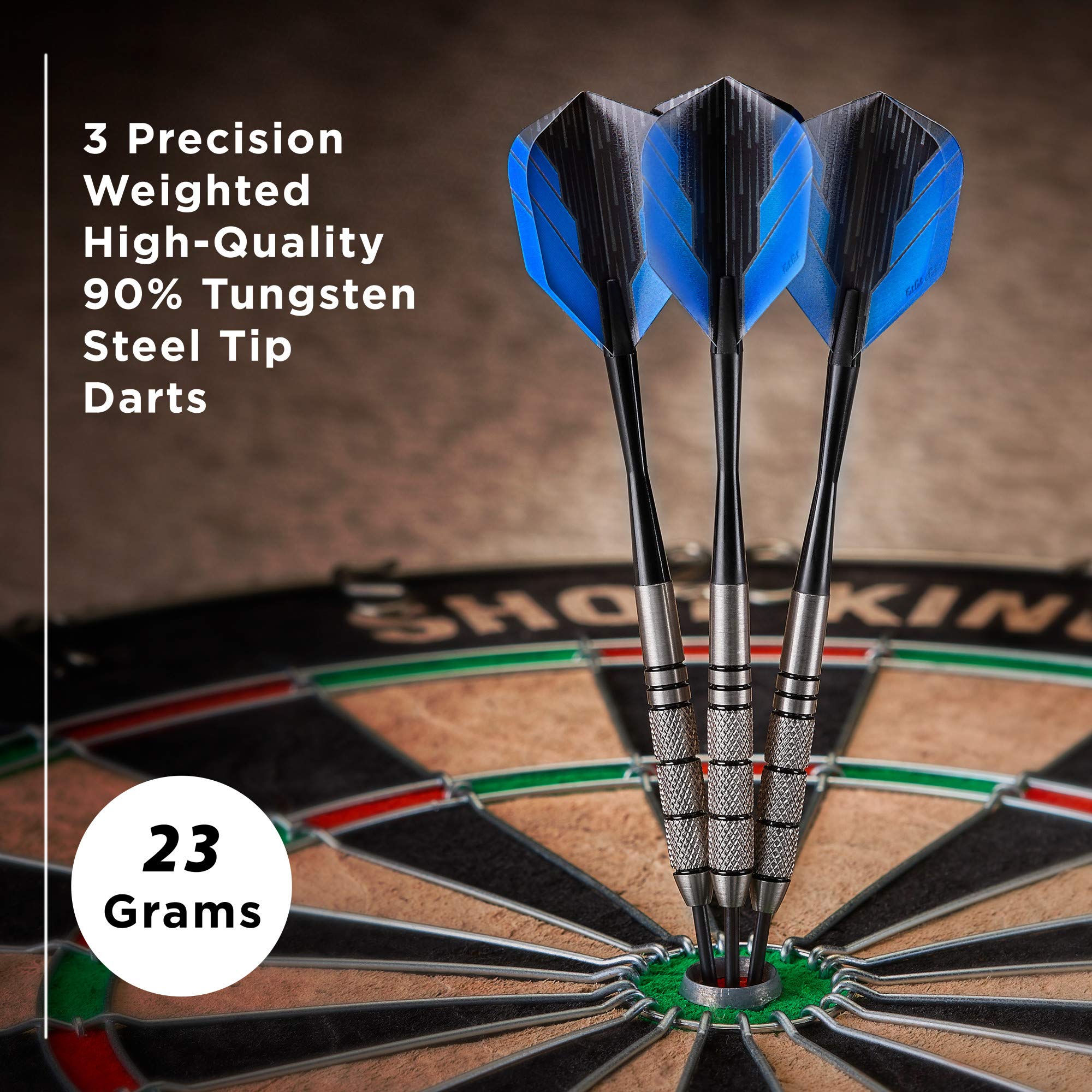 Fat Cat By Gld Products Bulletz 90% Tungsten Steel Tip Darts With Storage/Travel Case, 23 Grams , Black