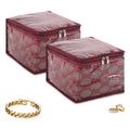Kuber Industries 2 Pcs PVC Waterproof Small Makeup Pouch Bag with 10 Compartments | Jewellery Organisers Pouch for Storage Earri