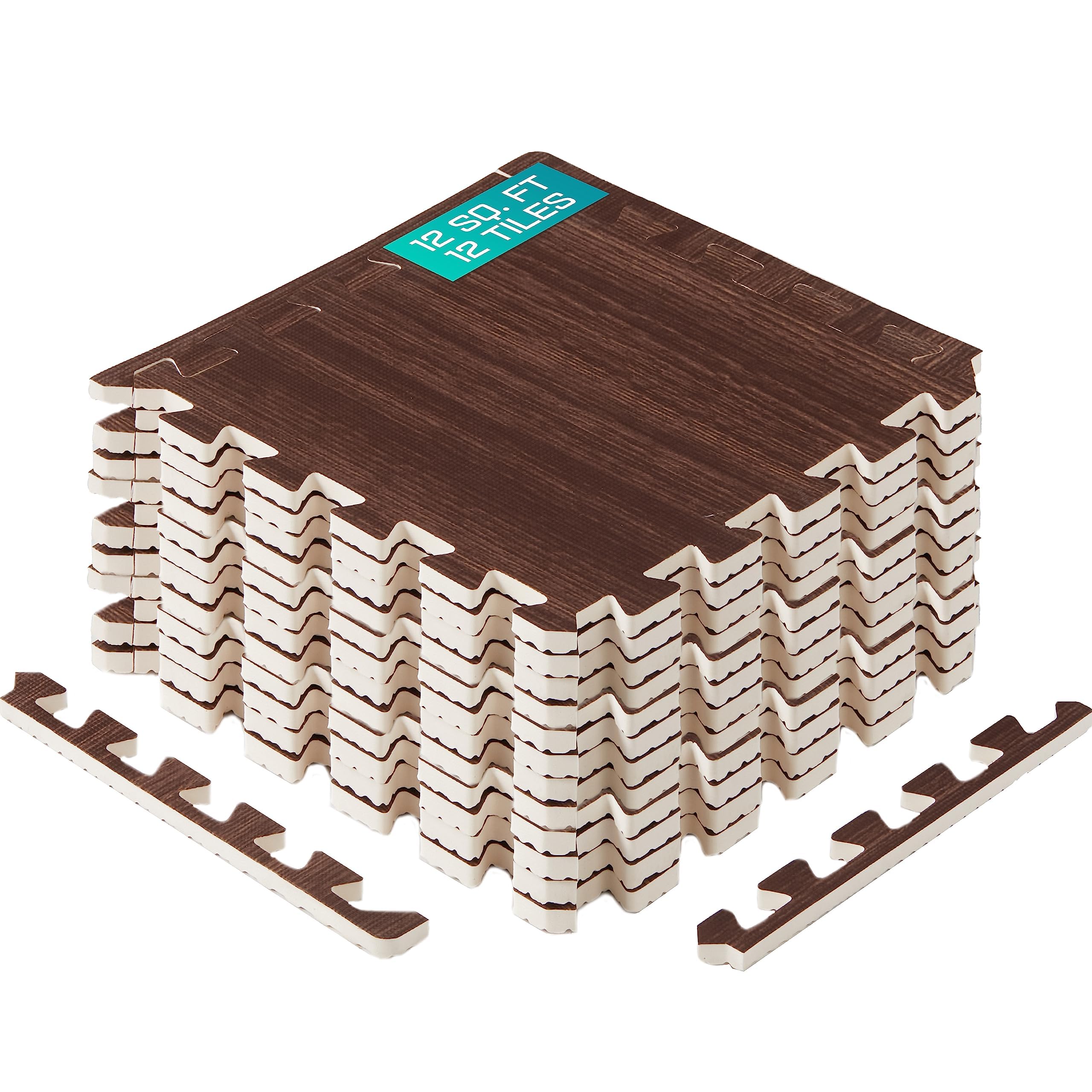 Yes4All EVA Interlocking Mats, Puzzle Floor Tiles, Foam Floor Padding with Border for Furniture, Home Space, Living Room, Garage