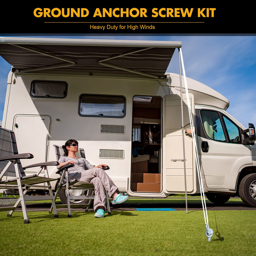 Zhengmy 8 Pcs Ground Anchors Screw In, 12 Inch Heavy Duty Tent Stakes With Trampoline Anchor Hook Ground Stakes For Camping Tent