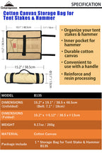 Campingmoon Cotton Canvas Tent Stakes Case Storage Bag Max 13.78?/35Cm In Length Beige Color B135