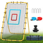 Volleyball Rebounder Net 7x4 Ft with 2 Target Stripes, 5-Angle Adjustable Rebounder Net for Practicing Digging, Setting, Spiking