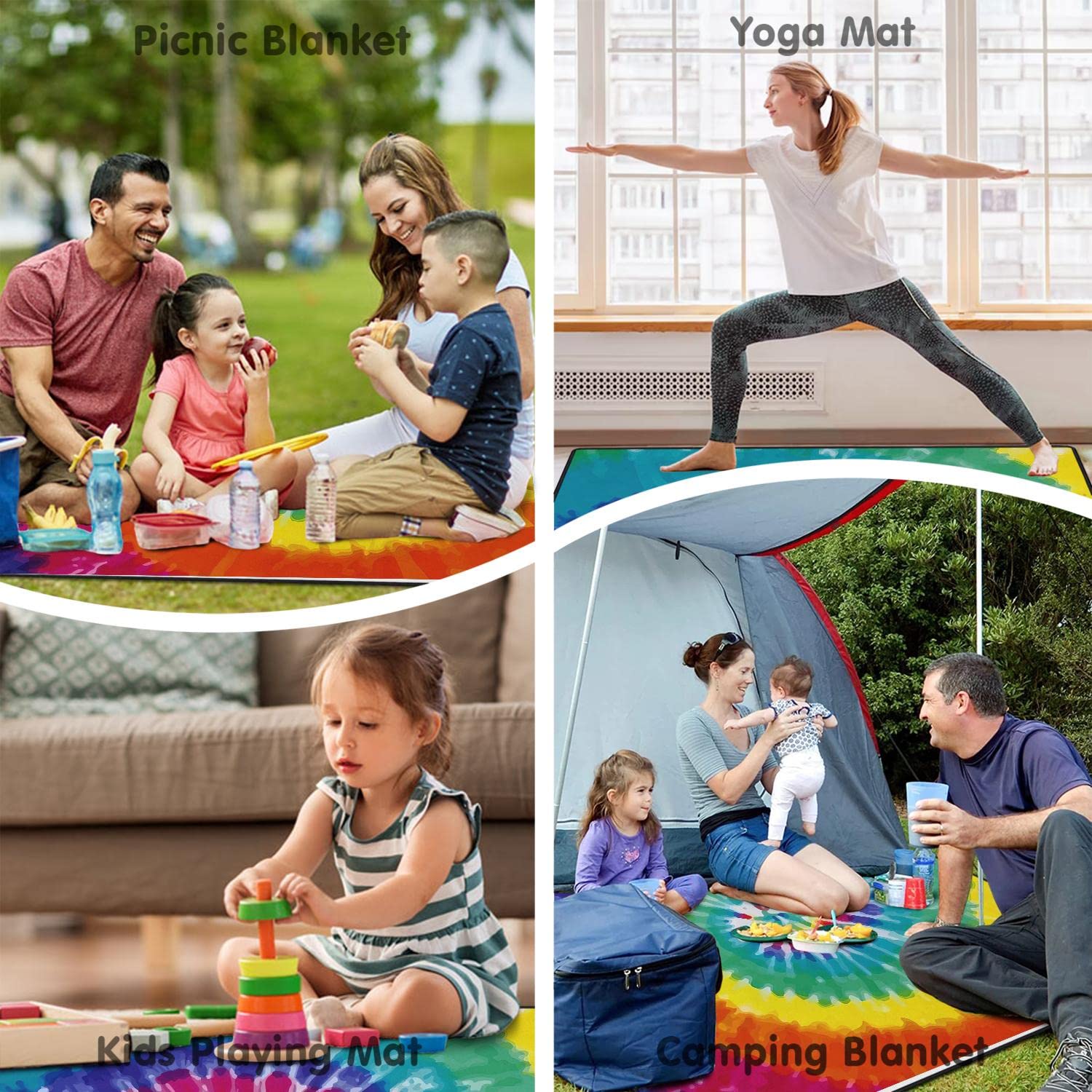 Supfitness Extra Large Picnic Blankets Waterproof Foldable (80 X 80) Beach Blanket Waterproof Sandproof,3-Layer Thicking Mat Out
