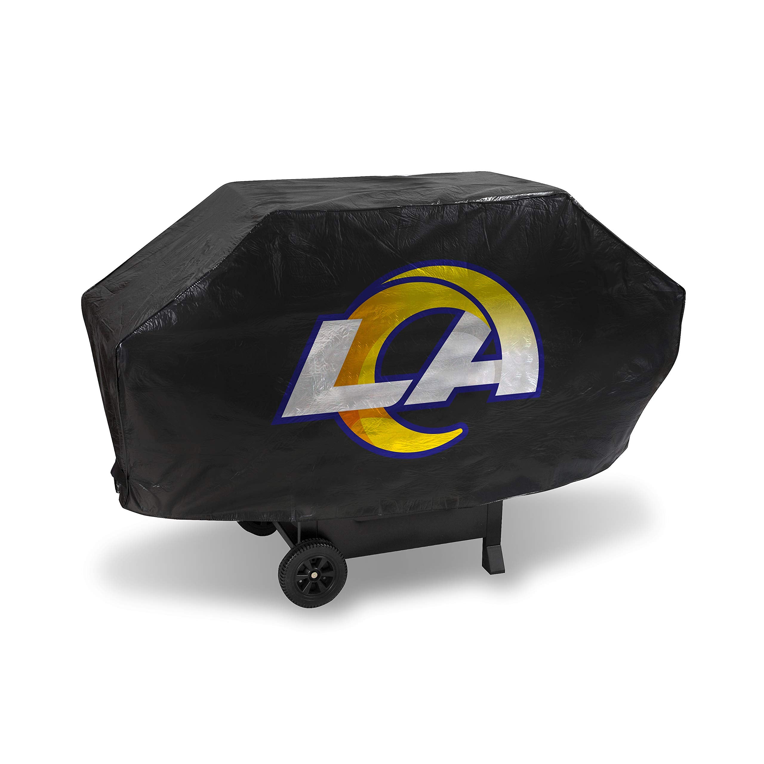 Rico Industries NFL Los Angeles Rams Deluxe Grill Cover Deluxe Vinyl Grill Cover - 68 Wide/Heavy Duty/hook and loop Staps