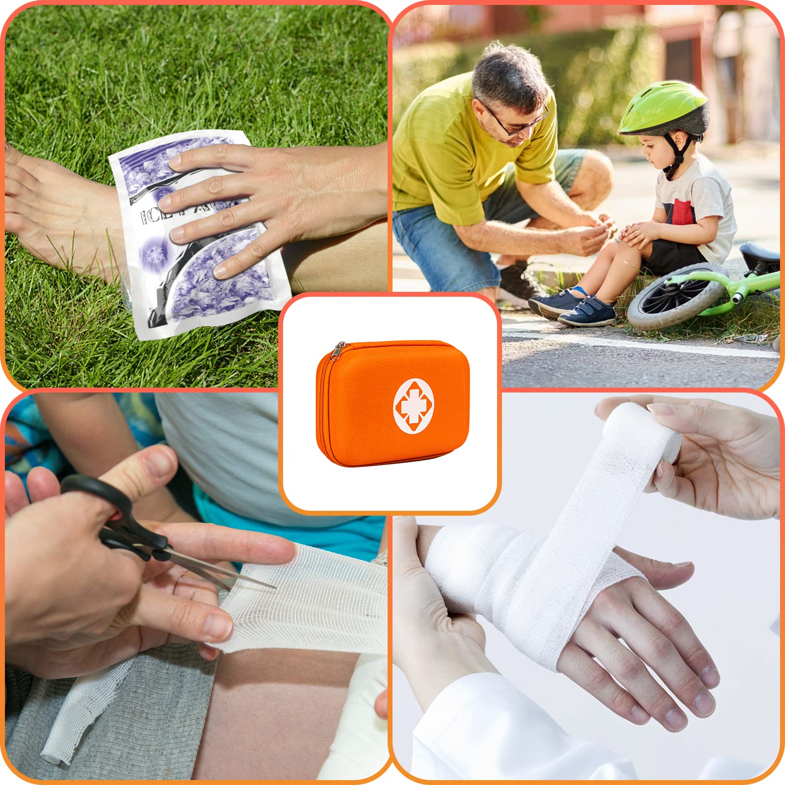 First Aid Kit Emergency Kit Camping Essentials Car-Home Orange First-Aid Bag - 277 Piece Emergency Supplies Hiking First Aid Kit