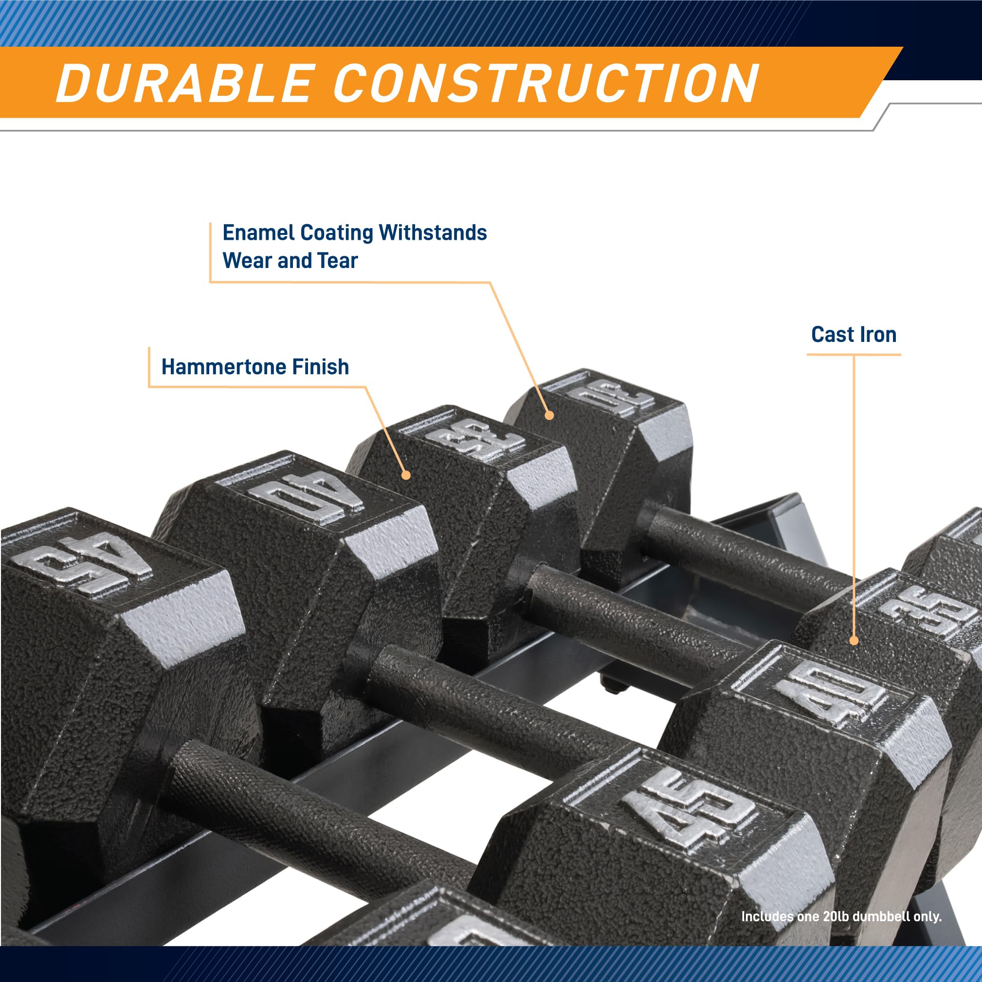 Marcy 20lb Cast Iron Hex Dumbbell, Single, IV-2020