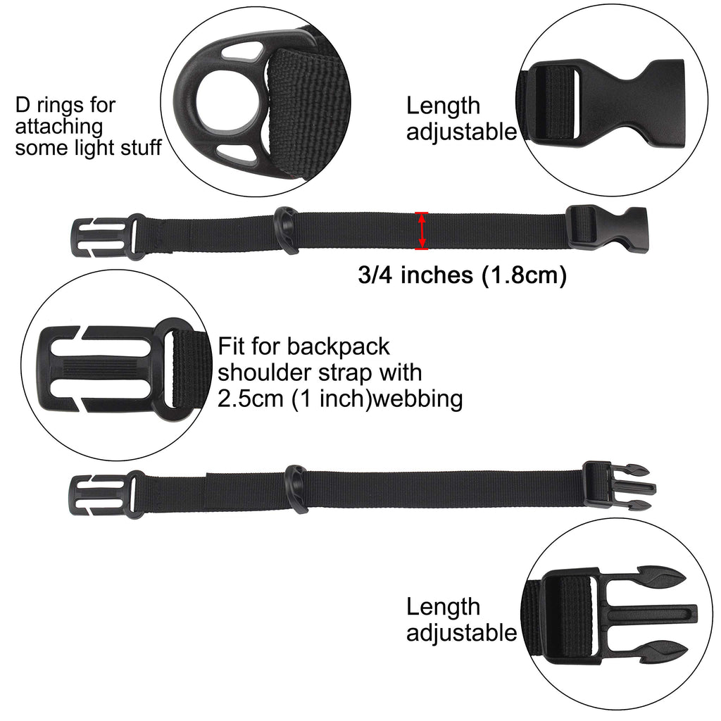 Wisdompro Backpack Chest Strap, 3/4 Inch Backpack Sternum Strap Chest Belt With Quick Release Buckle For Hiking And Jogging (Com