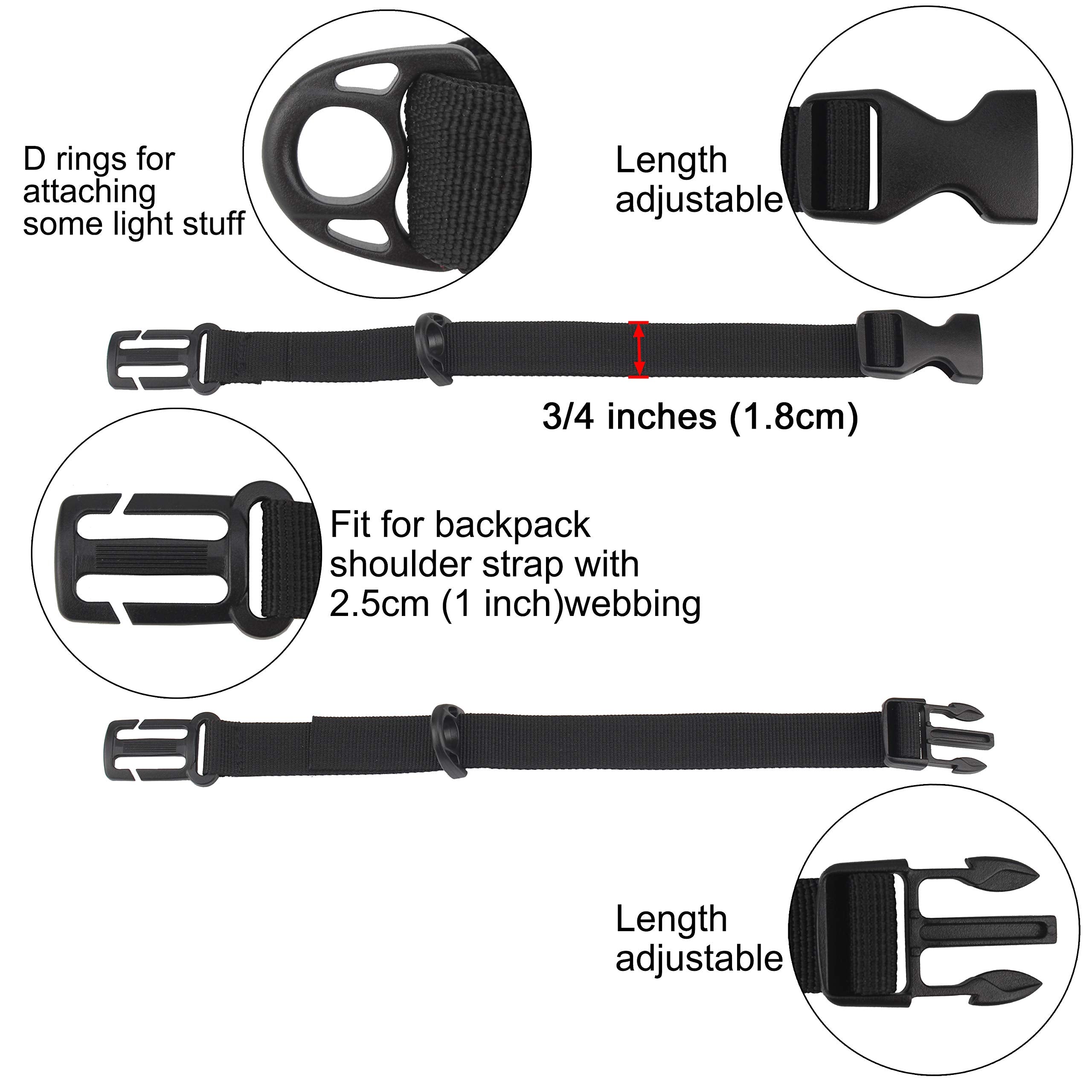Wisdompro Backpack Chest Strap, 3/4 Inch Backpack Sternum Strap Chest Belt With Quick Release Buckle For Hiking And Jogging (Com