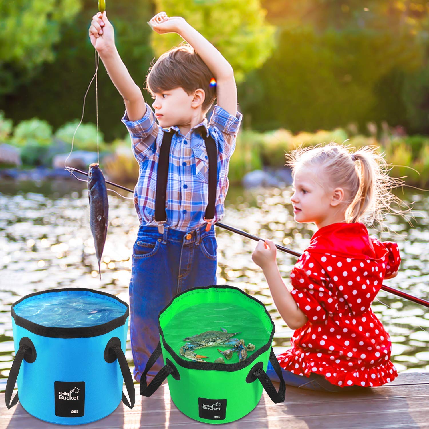 Ainaan Multifunctional Collapsible Portable Travel Outdoor Wash Basin Folding Bucket Water Storage Bag For Camping Hiking Travel