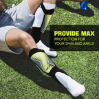 Rawxy Football Soccer Shin Guards With Exceptional Flexible Soft Light Weight - Great For Boys Girls Junior Youth(Neo Lemon,L)