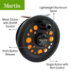 Martin Complete Fly Fishing Kit, 8-Foot 5/6-Weight 3-Piece Fly Fishing Pole, Size 5/6 Rim-Control Reel, Pre-Spooled With Backing