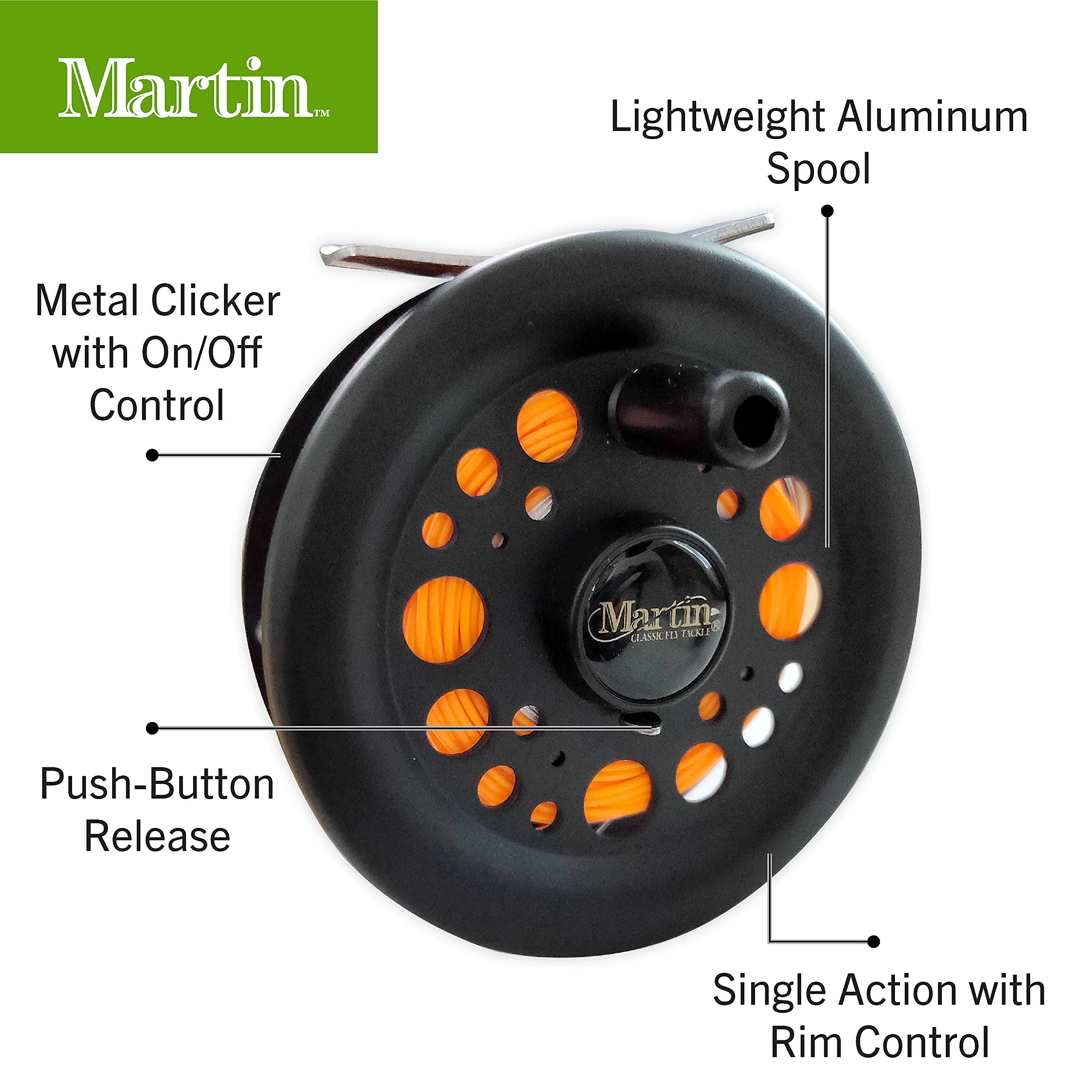 Martin Complete Fly Fishing Kit, 8-Foot 5/6-Weight 3-Piece Fly Fishing Pole, Size 5/6 Rim-Control Reel, Pre-Spooled With Backing