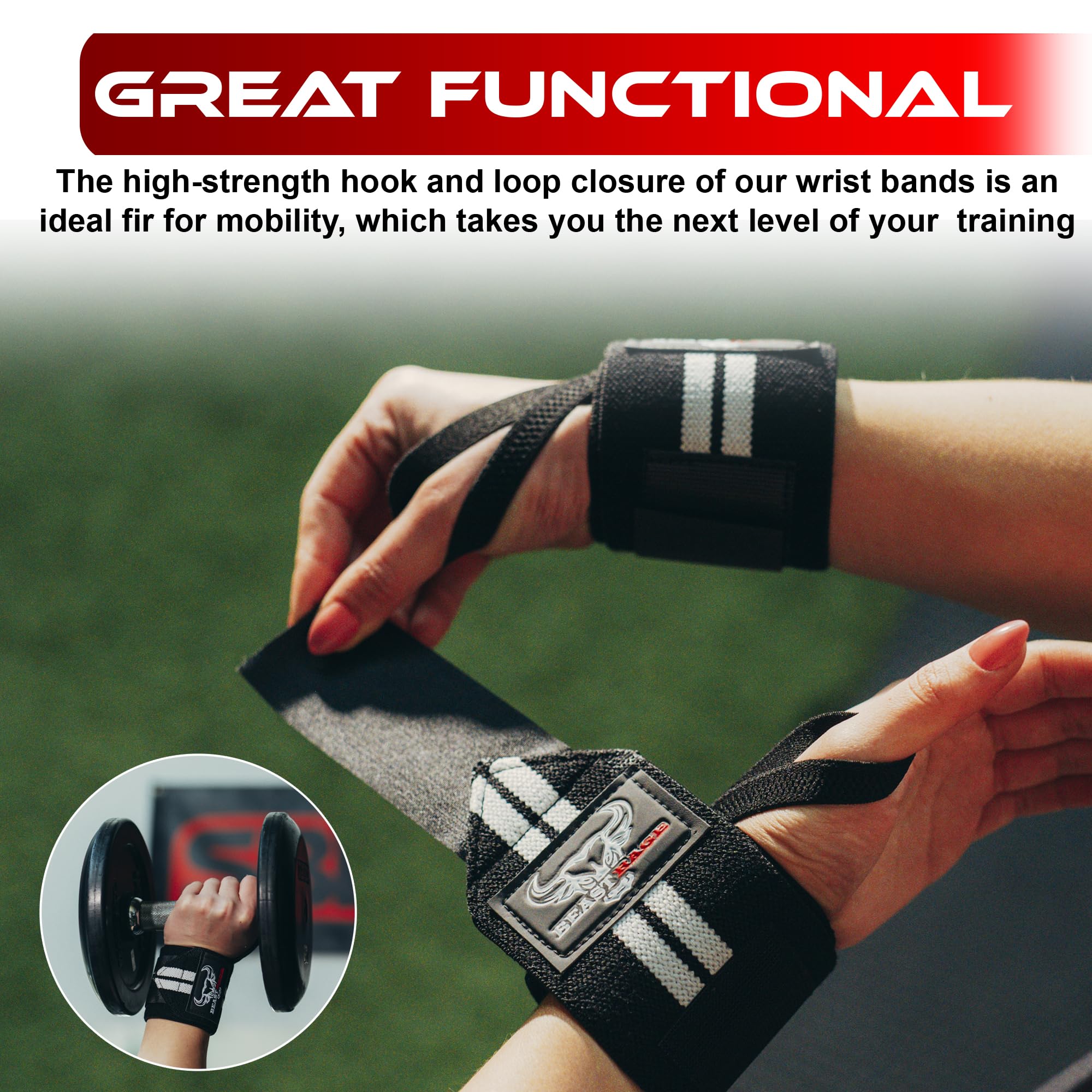Beast Rage Wrist Wraps Weight Lifting Training Muscle Building Performance Fitness Training Gym Straps Thumb Loop Support Stretc