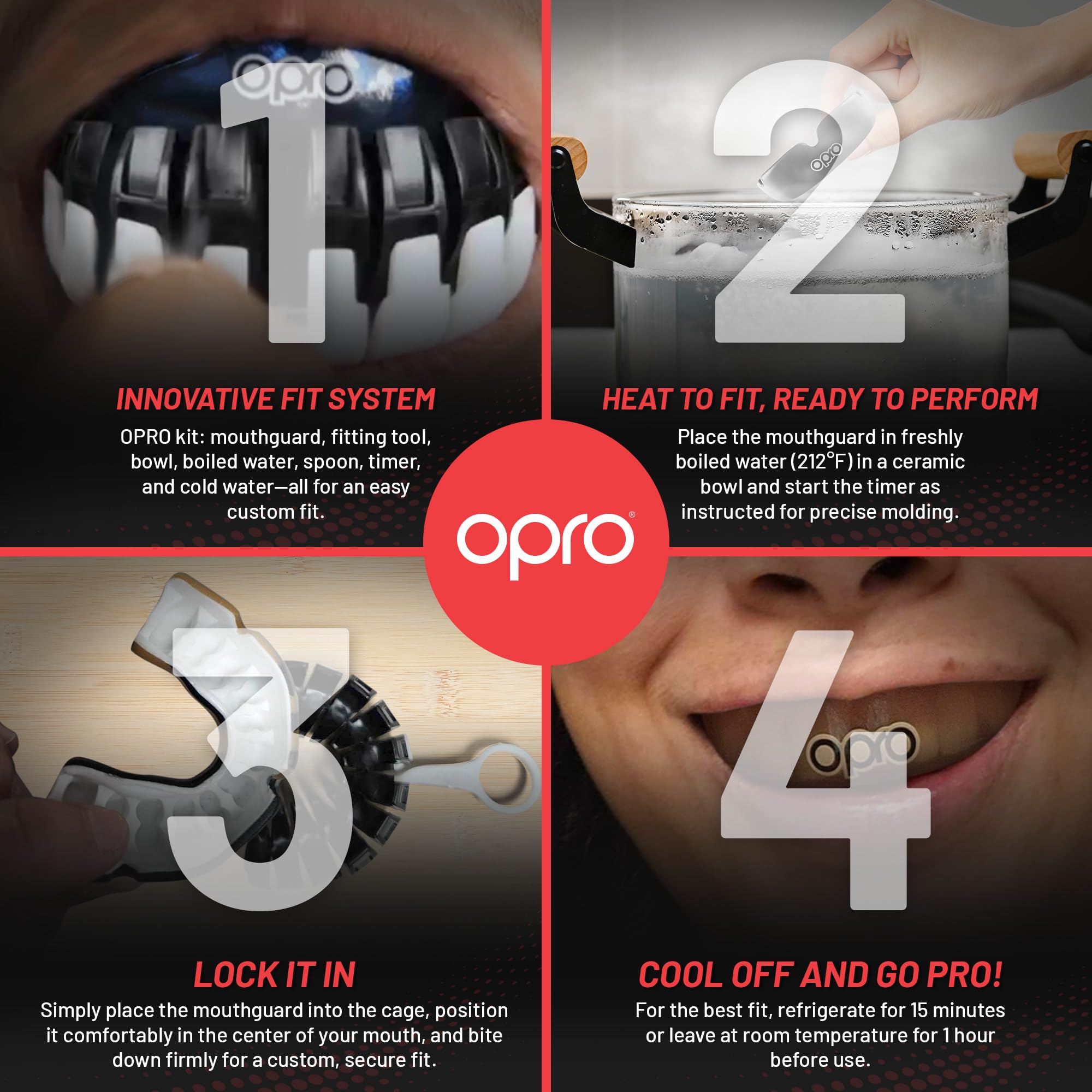 Opro Instant Custom-Fit Mouth Guard, Dentist Mouthguard, Revolutionary Fitting Technology For Ultimate Comfort, Protection & Fit