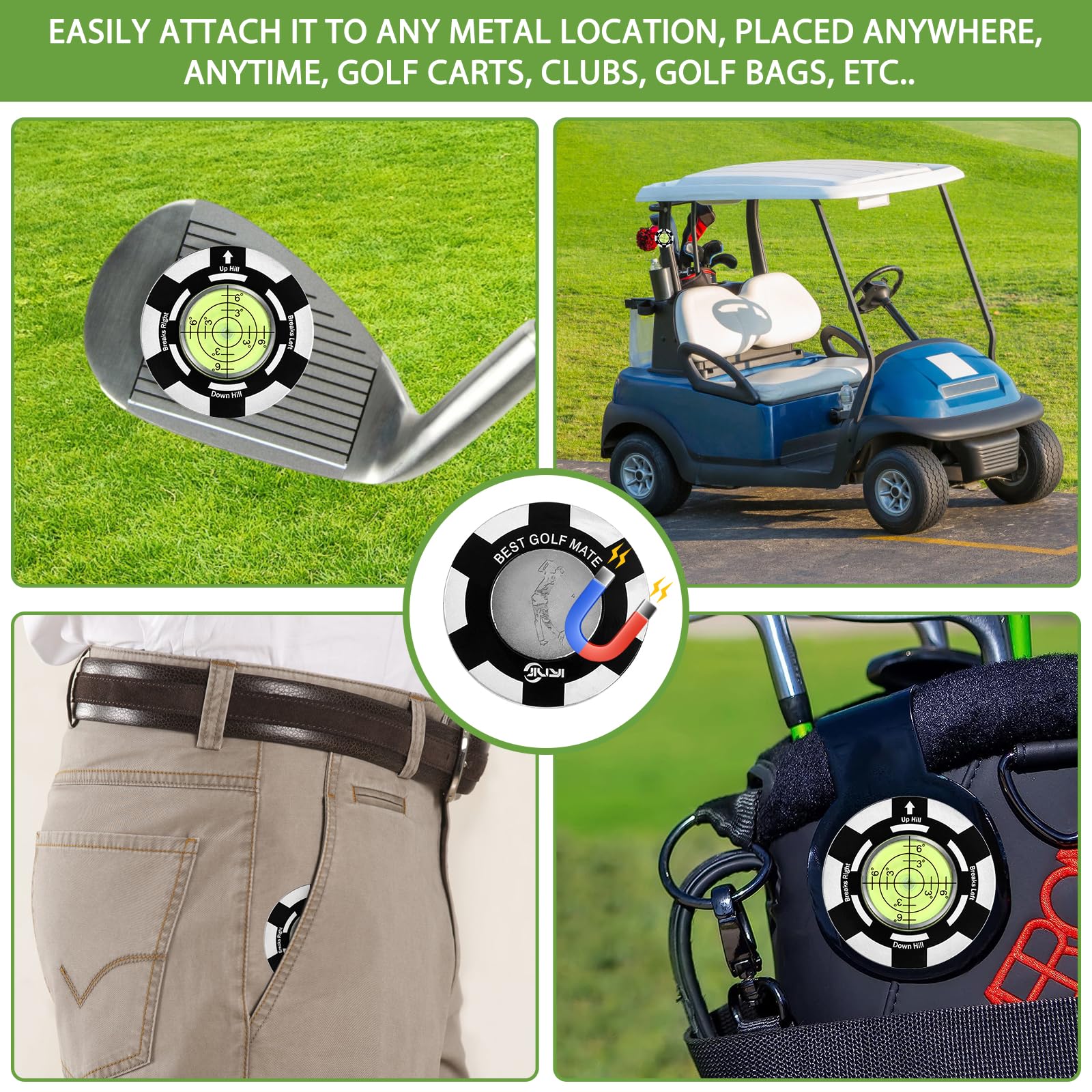 Jiuyibc Golf Putt Green Reader, Magnetic Aluminum Alloy Round Bubble Level, High Precision Reader, Golf Putting Aid, Golf Access