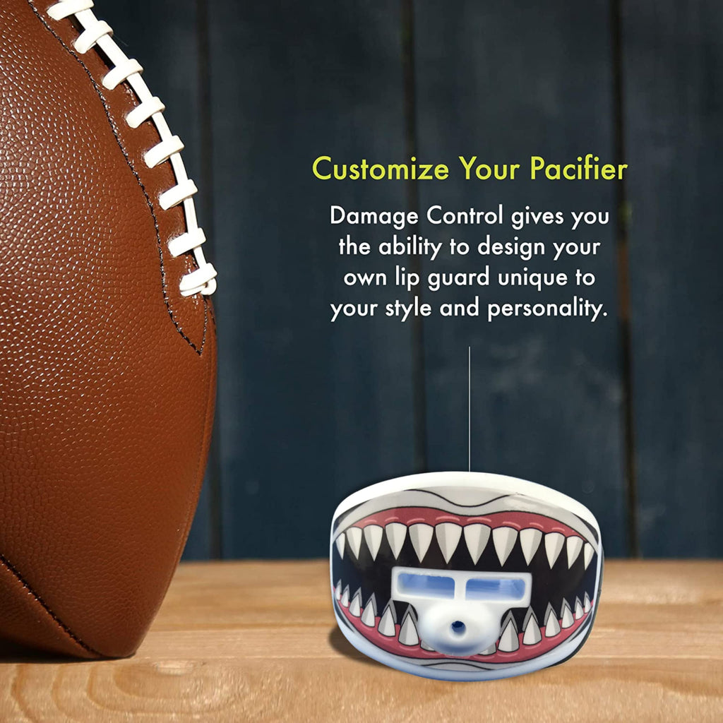 Damage Control Pacifier Mouthpiece, Mouth Piece For Sports, Football Mouthpiece With Helmet Strap, Protects Interior And Exterio