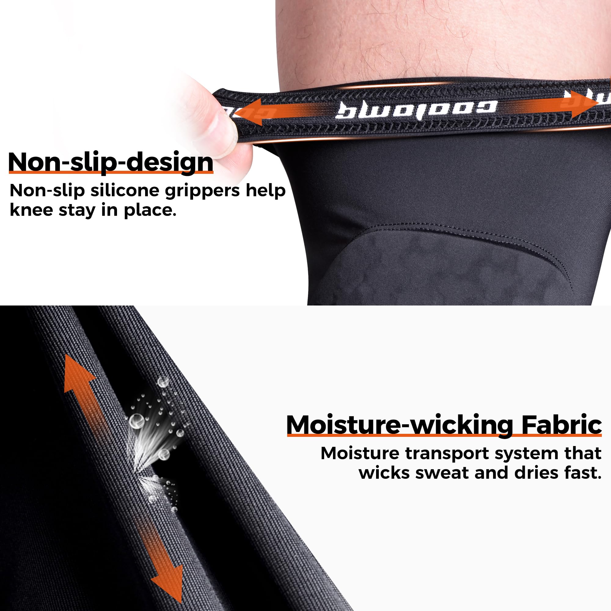 Coolomg Basketball Knee Pads Compression Leg Sleeves For Volleyball Football Weightlifting Black Xl