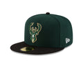Nba Milwaukee Bucks Men'S 2-Tone 59Fifty Fitted Cap , Dark Green , 7 3/8