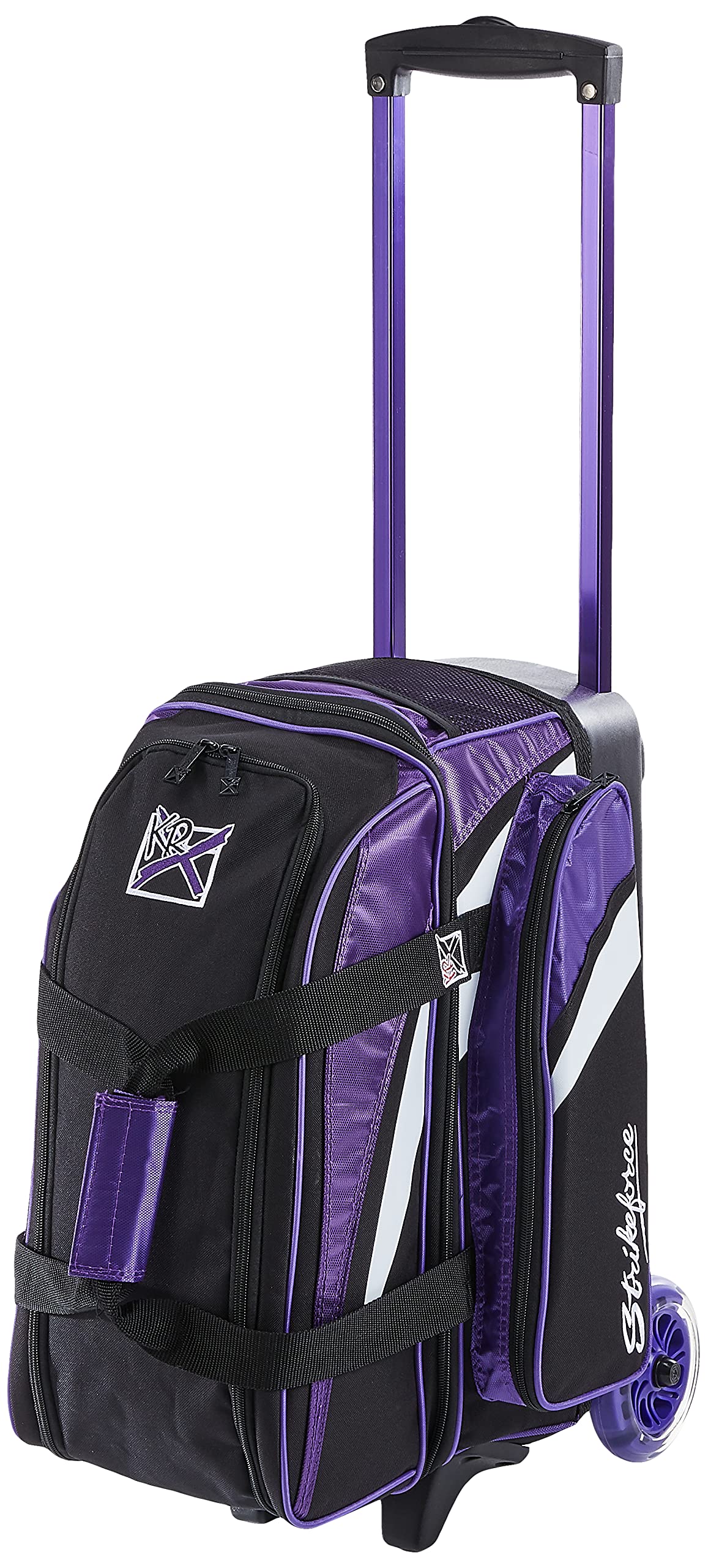 KR Strikeforce Cruiser Double Roller Bowling Bag - With Deluxe 4.5 Smooth Kruze urethane wheels for an ultra smooth quiet ride (