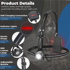 West Biking Christmas Gift Night Running Lights, Usb Rechargeable Chest Light With 90    Adjustable Beam Angle, 500 Lumens Water