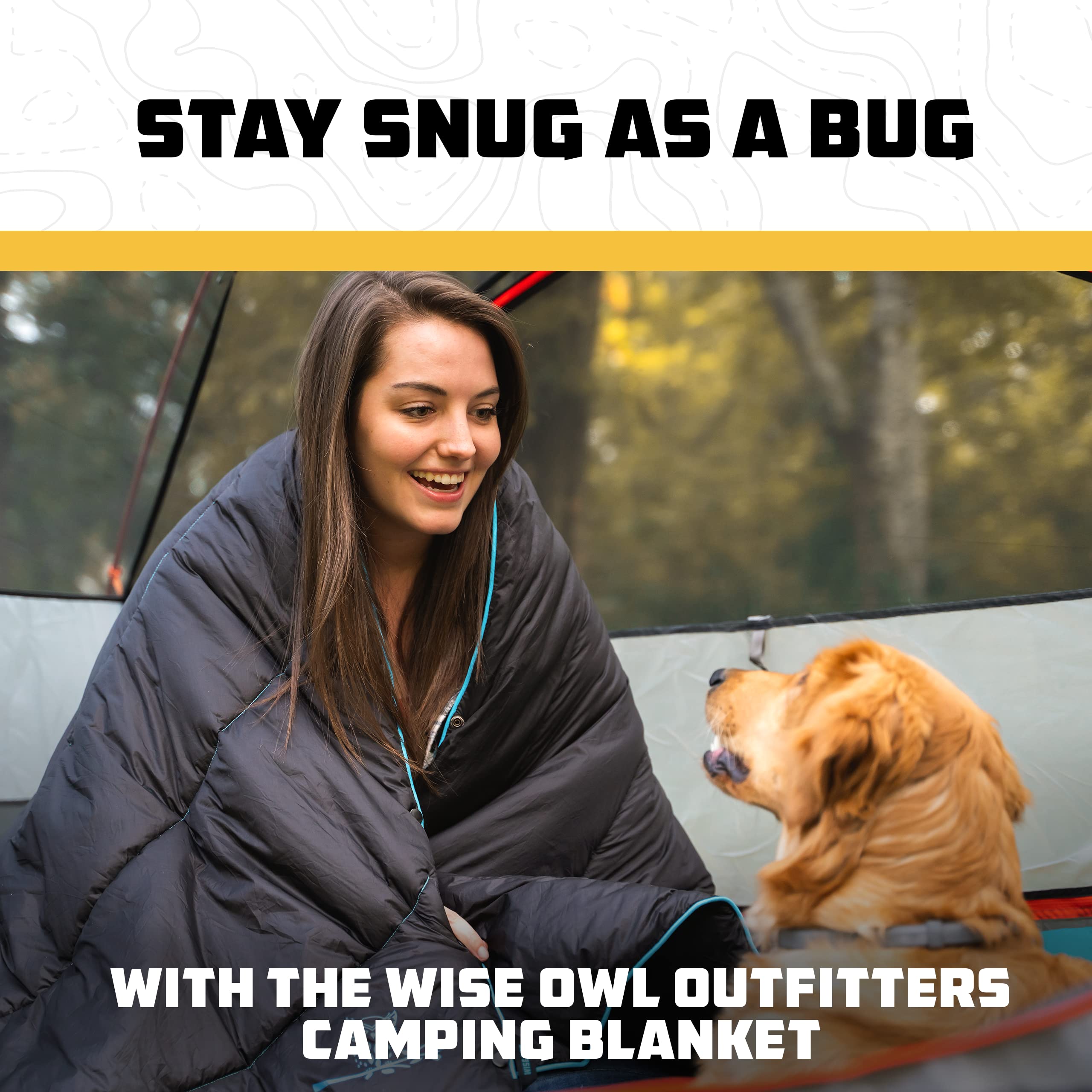 Wise Owl Outfitters Outdoor Camping Blanket - Lightweight Packable Puffy Quilt For Backpacking, Hiking & Travel - Warm Water Res