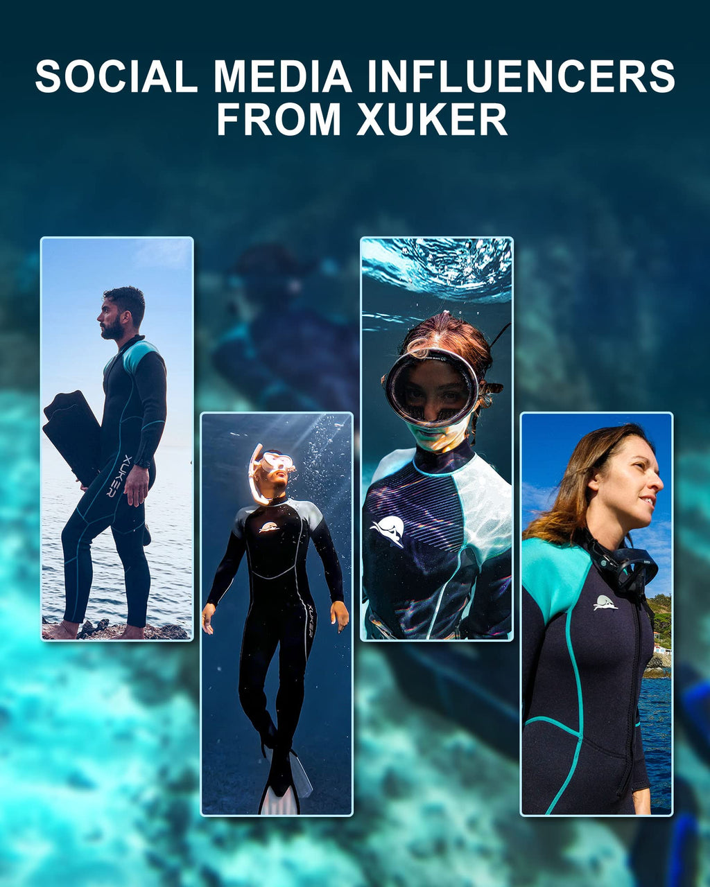Xuker Wetsuit Men, 3Mm Neoprene Long Sleeve Full Body Front Zip Wet Suit In Cold Water For Diving Surfing Snorkeling Kayaking Sw