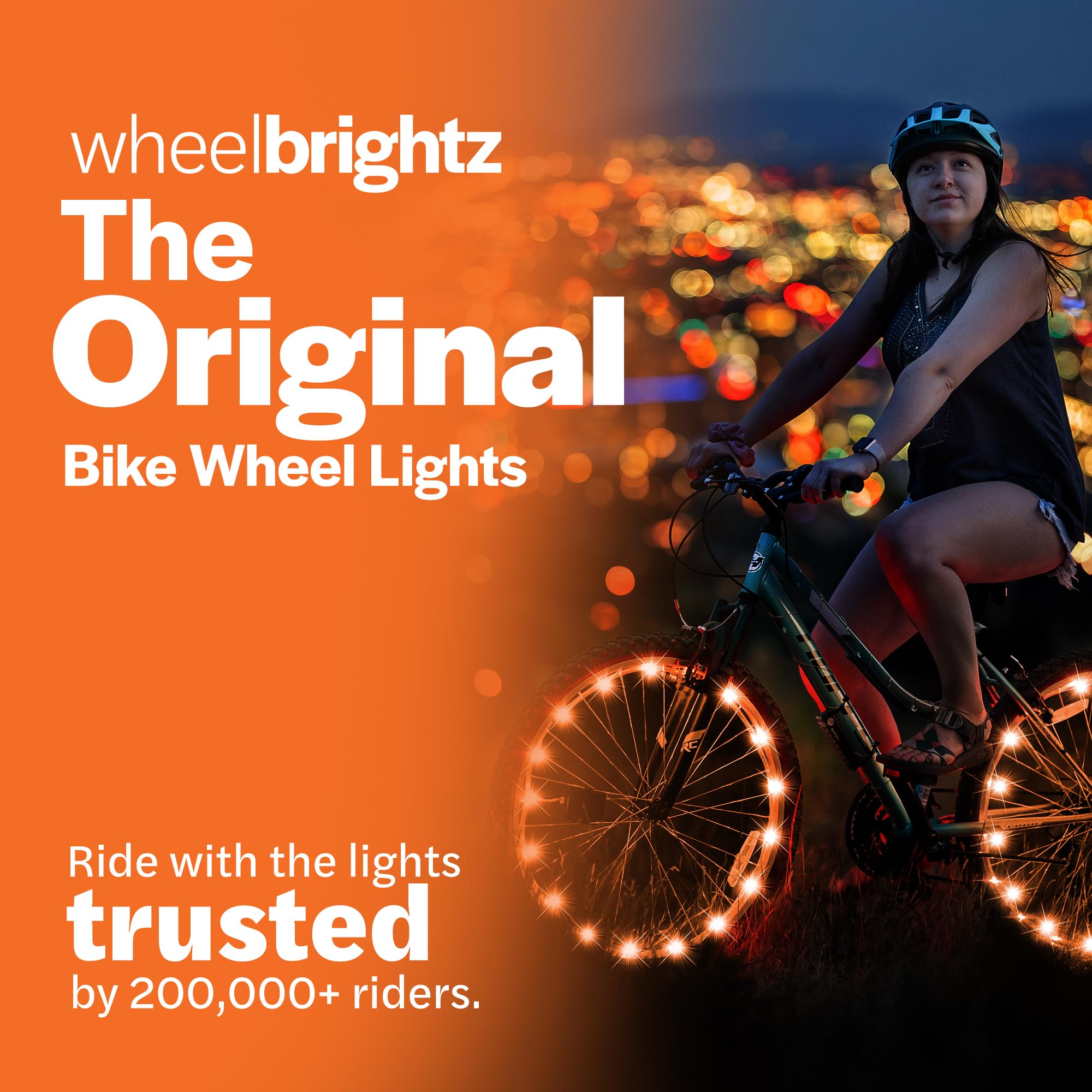 Brightz Wheelbrightz 2-Pack Bike Wheel Lights, Orange - Led Bike Lights For Tires - Bike Lighting Parts & Accessories - Outdoor