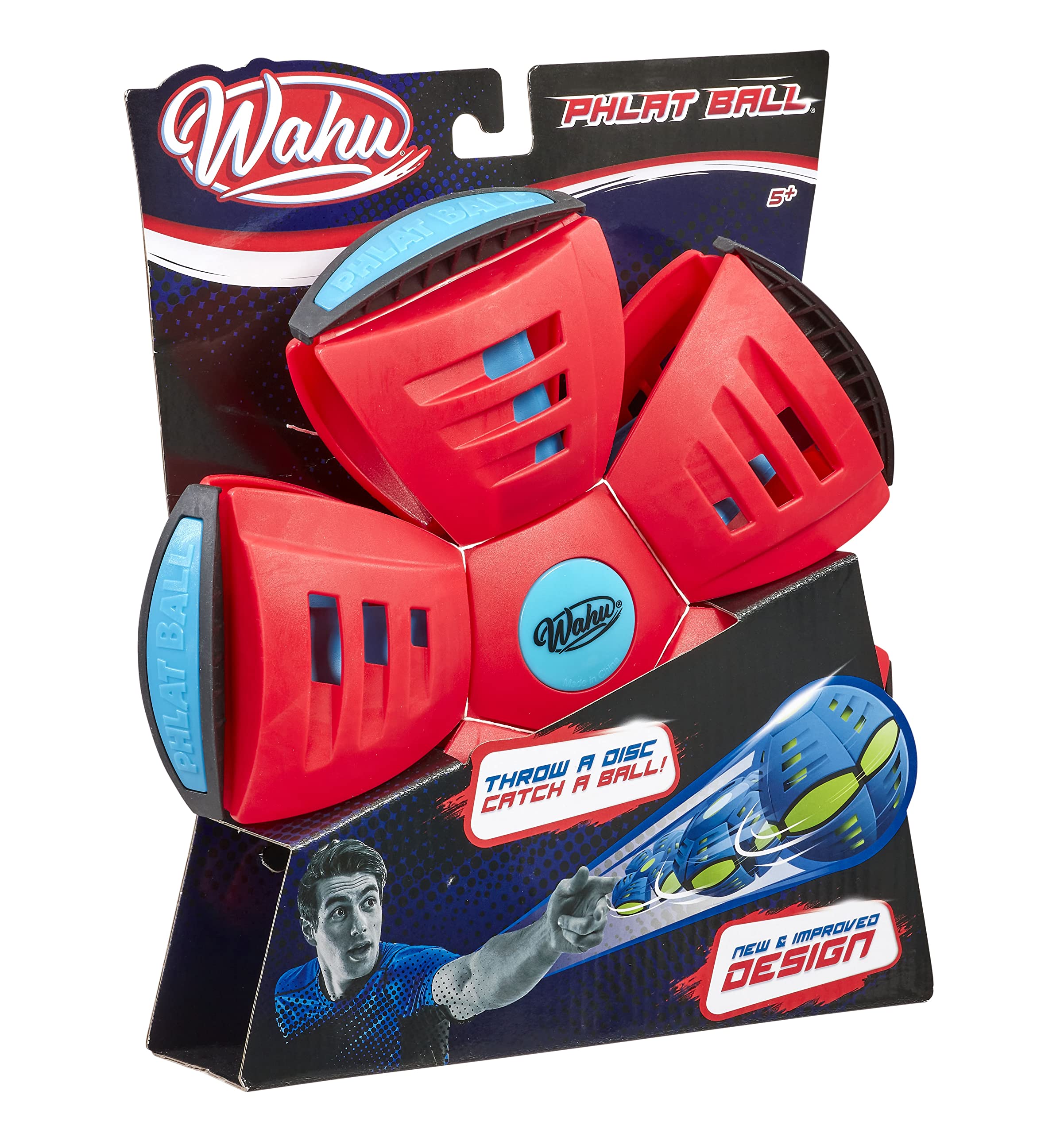 WAHU Phlat Ball Classic Flying Disc Toy for Kids Ages 5+, Collapsible Time Delay Frisbee, Red