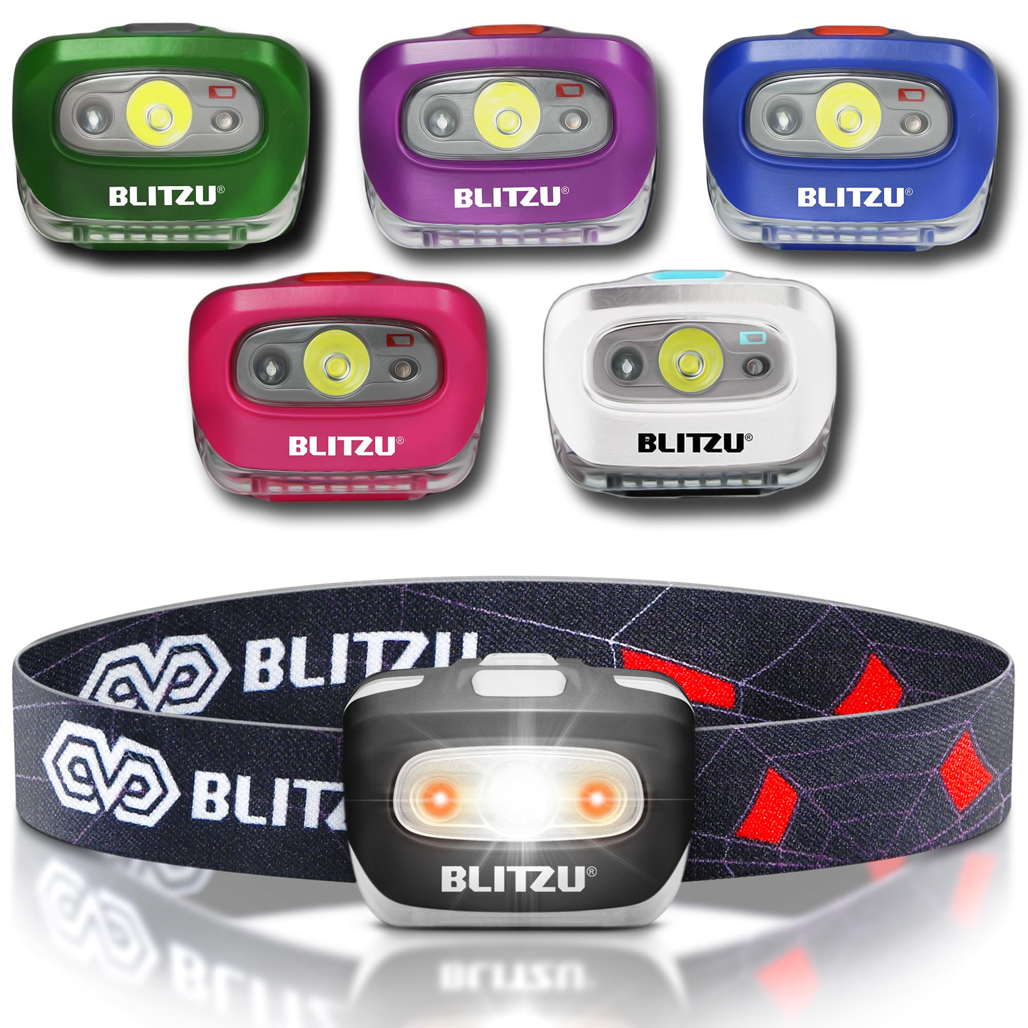 LED Headlamp Flashlight for Adults & Kids, Lightweight, Waterproof Head Lamp with White & Red Light, Comfortable Headband, Perfe