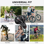 Youngdo Bike Seat - Comfortable Gel Foam Padded Leather Bicycle Seat, Wide Bike Saddle Cushion For Women And Men, Universal Fit,