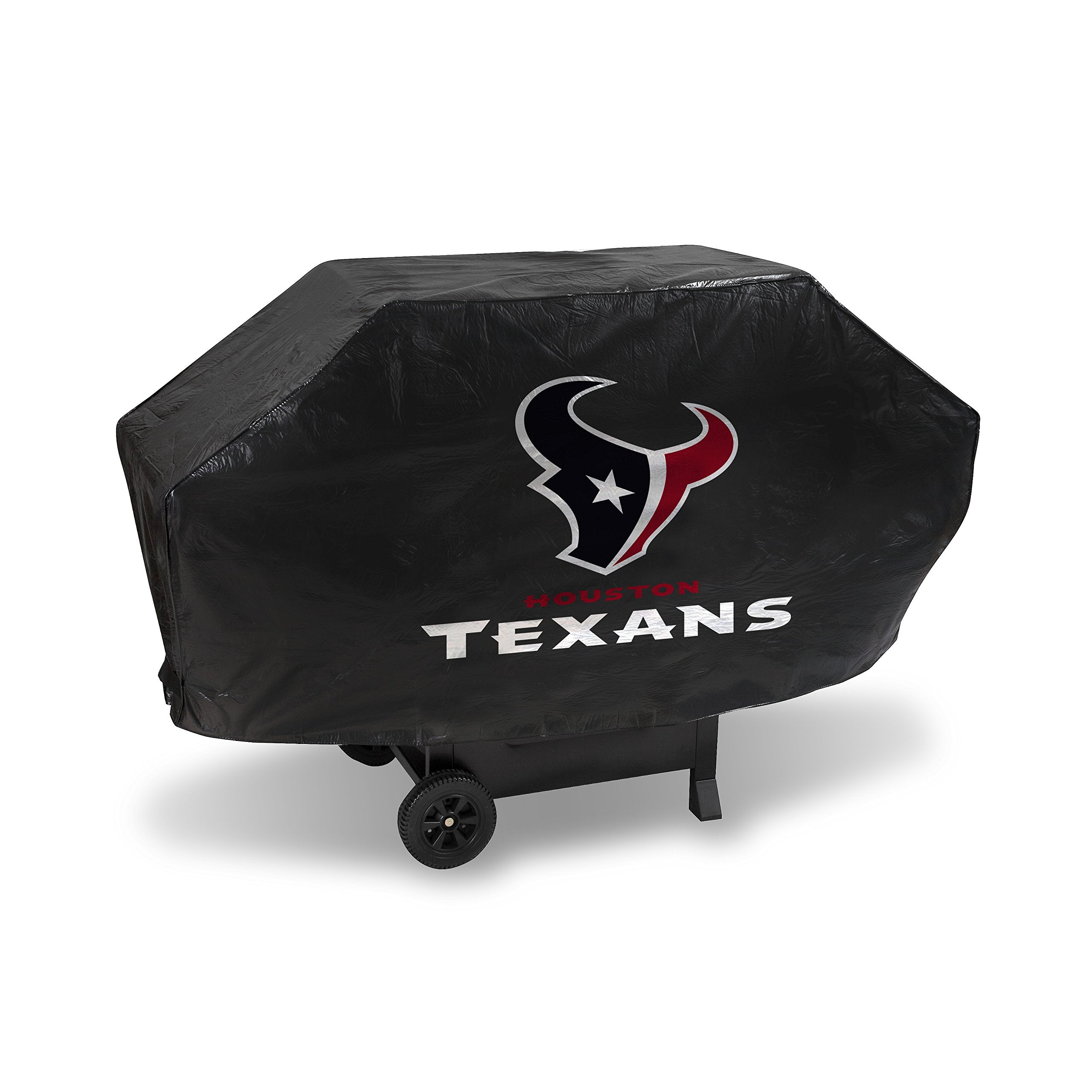 Rico Industries NFL Houston Texans Black Deluxe Grill Cover Deluxe Vinyl Grill Cover - 68' Wide/Heavy Duty/hook and loop Staps
