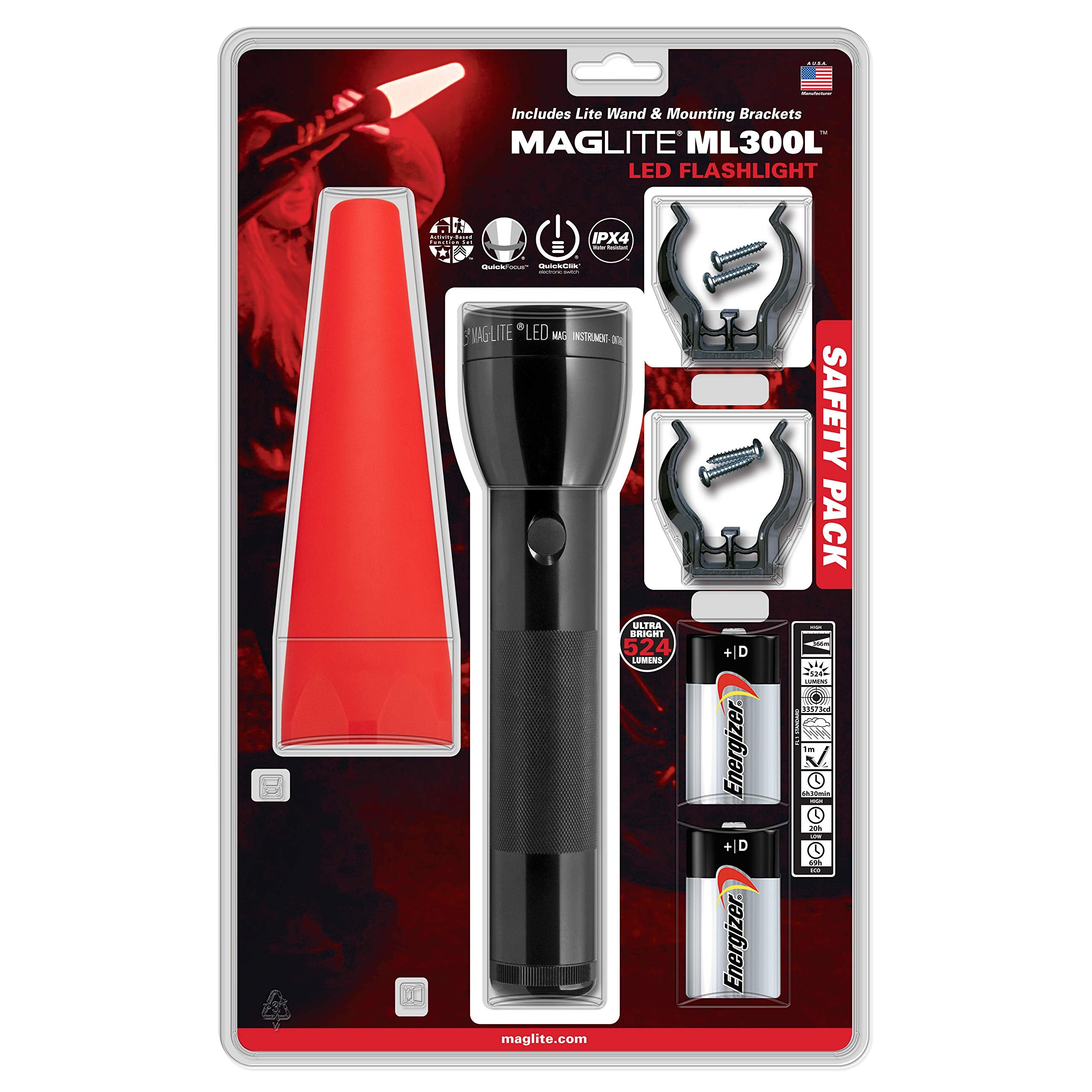 ML300L-I201G MagLite, 2 Cell D Multi Mode Elect Swicth, 524 Lumens